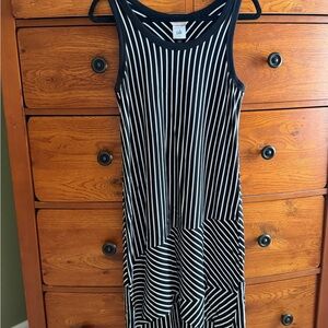 CAbi Asymmetrical Black and White Dress